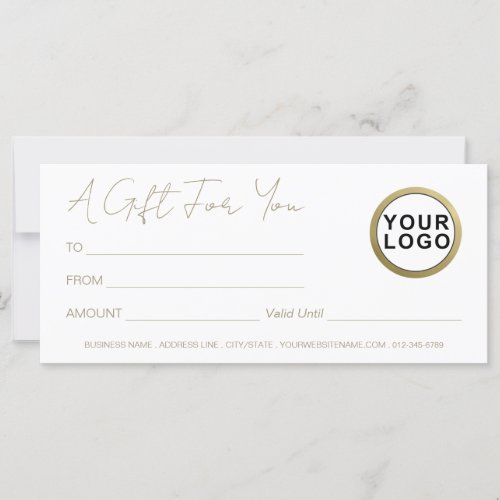 Logo Modern Elegant Gold White Gift Certificate