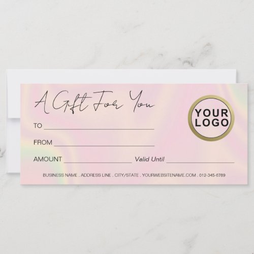 Logo Modern Elegant Holographic Gift Certificate