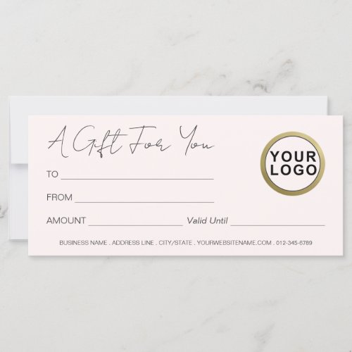 Logo Modern Elegant    Pink Gift Certificate