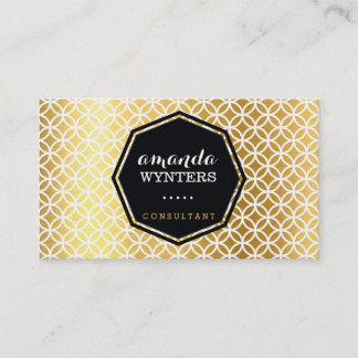 LOGO modern geo circle pattern gold foil octagon Business Card