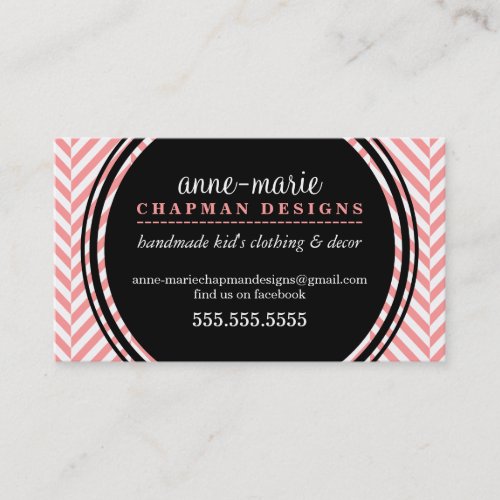 LOGO modern herringbone pattern coral black spot Business Card