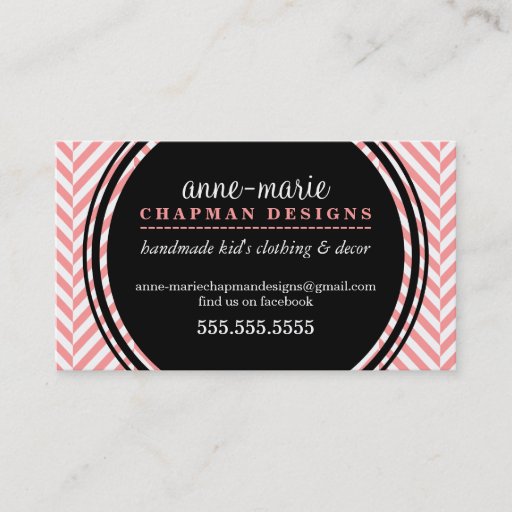 Customizable LOGO modern herringbone pattern coral black spot Business Card