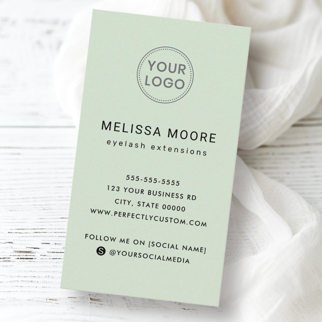 Logo modern minimalist light sage green vertical business card (Logo modern minimalist light sage green vertical business card)