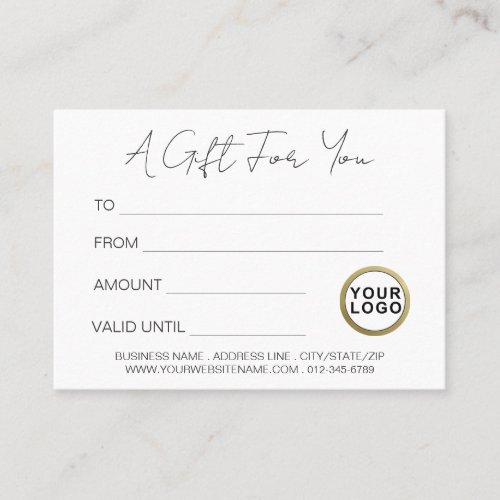 Logo Modern Minimalist White Gift Certificate