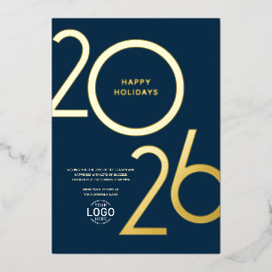 Logo Modern Navy Blue Business Holiday Gold Card