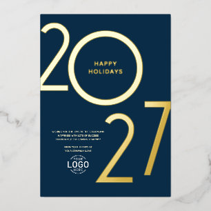Logo Modern Navy Blue Business Holiday Gold Card