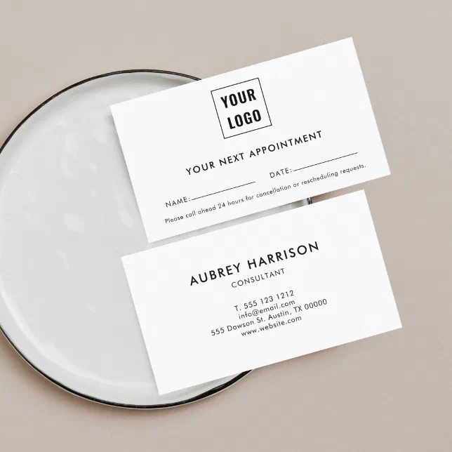 Logo Modern Professional Appointment Card | Zazzle