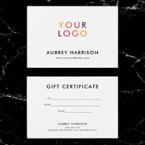 Logo Modern Professional Gift Certificate