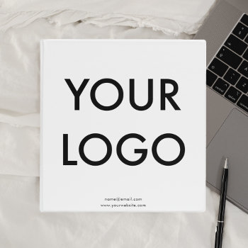 Logo Modern Professional White 3 Ring Binder by CrispinStore at Zazzle