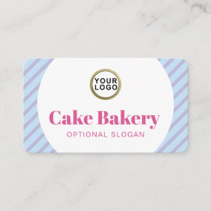 Logo Modern Purple Stripes Bakery Business Card