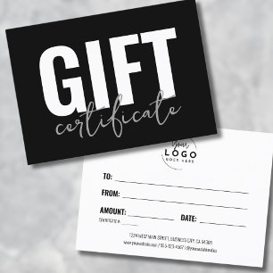 Logo Modern Script Business Gift Certificate