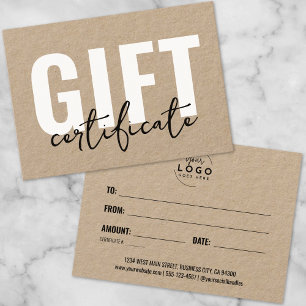 Logo Modern Script Business Gift Certificate