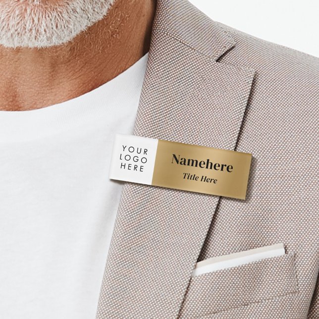 Logo Modern Simple Big Font Faux Gold Magnet Title Name Tag (Creator Uploaded)