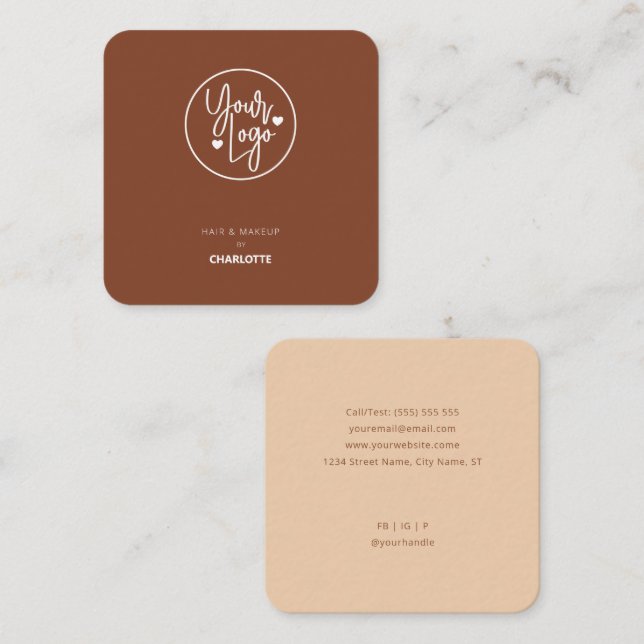 Logo Modern Simple Minimal Earth Tones Square Business Card (Front/Back)