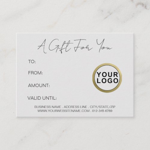 Logo Modern Simple Minimal Silver Gift Certificate