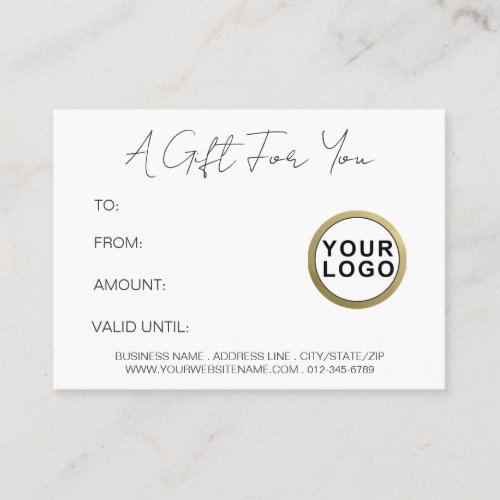 Logo Modern Simple Minimal White Gift Certificate