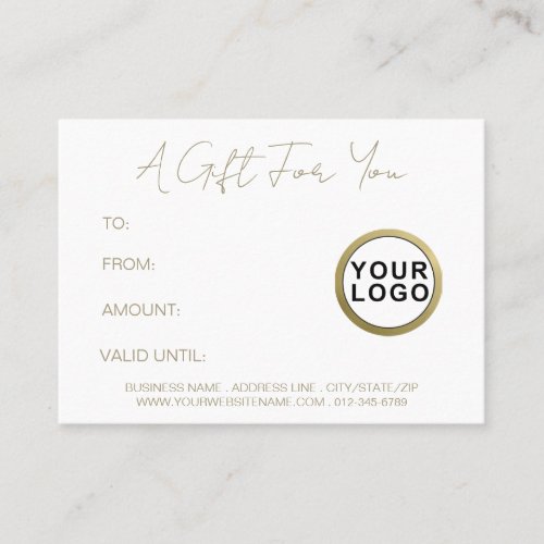 Logo Modern Simple Minimal White Gift Certificate