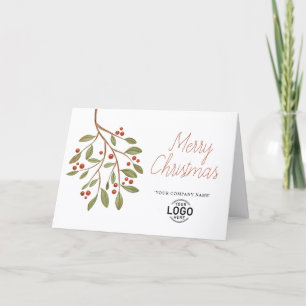 Logo Modern Simple Minimalist Mistletoe Business Holiday Card