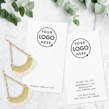 Logo Modern White Jewelery Earring Display Card by GuavaDesign at Zazzle