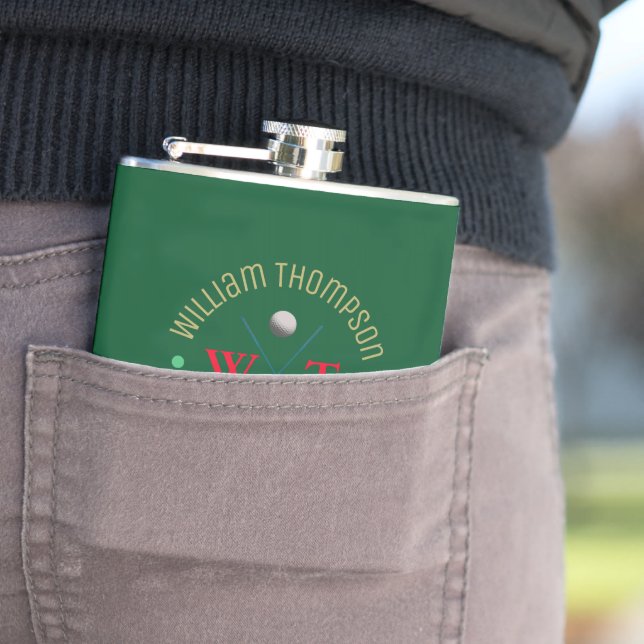Logo Monogram for a Golf-player Green Flask (In Situ)