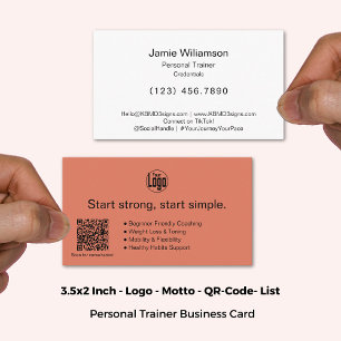 Logo Motto Services Burnt Orange Personal Trainer Business Card