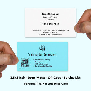 Logo Motto Services Electric Blue Personal Trainer Business Card