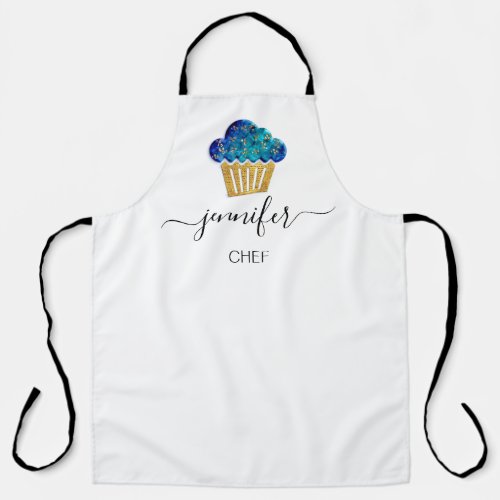 Logo Muffins Bakery Catering Cakes Gold Blue  Apron