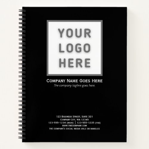 Logo Name Address Template Simple Black Business Notebook