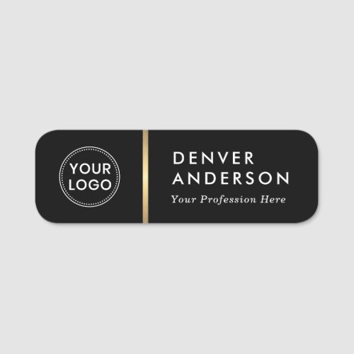 Logo name and title classy black golden divider name tag