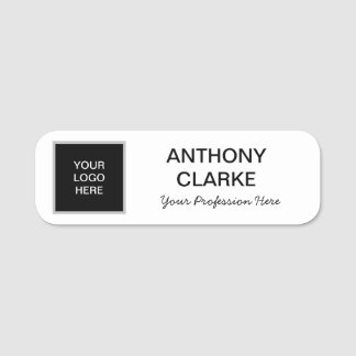 Logo Name Black Minimalist Classic  Name Tag