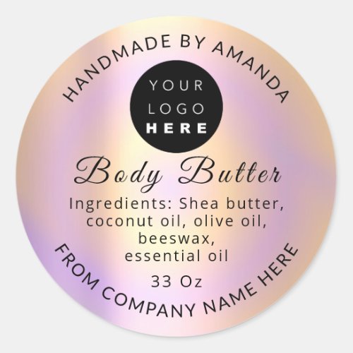 Logo Name Body Butter Balm Skin Care Butter Classic Round Sticker
