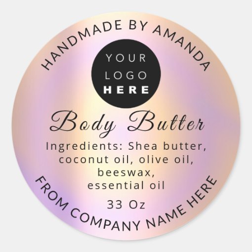 Logo Name Body Butter Balm Skin Care Butter Classic Round Sticker Zazzle