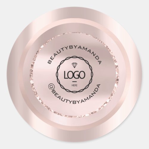 Logo Name Body Makeup Packaging  Rose Beauty  Classic Round Sticker