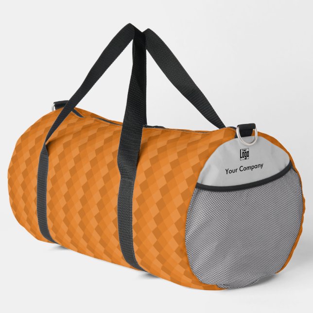 Logo Name - Earthy Tile Pattern Orange & Gray Duffle Bag (Right Corner)