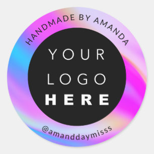 Logo Name Instagr Holographic Small Business Classic Round Sticker