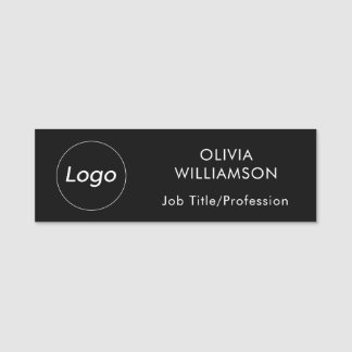 Logo Name Job Title Professional Black Name Tag
