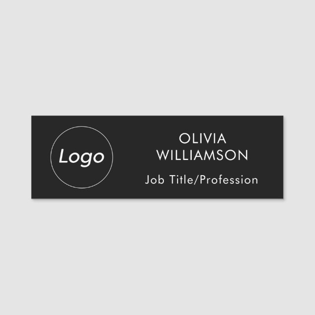 Logo Name Job Title Professional Black Tag (Front)