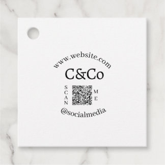 logo name letter company social media website QR Favor Tags