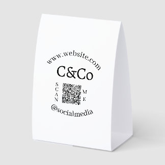 logo name letter company social media website QR Paper Table Tent