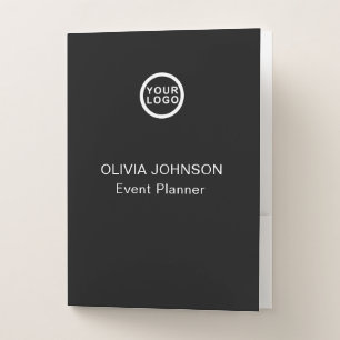 Logo Name Modern Classic Black Pocket Folder
