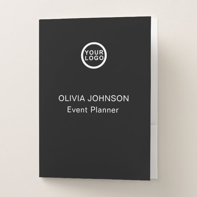 Logo Name Modern Classic Black Pocket Folder (Front)