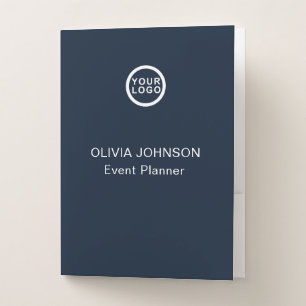 Logo Name Modern Classic Navy Pocket Folder