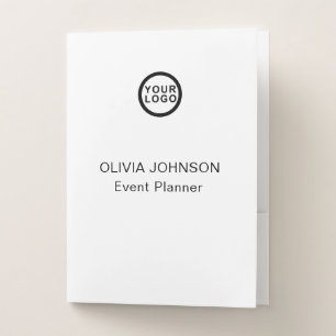Logo Name Modern Classic White Pocket Folder