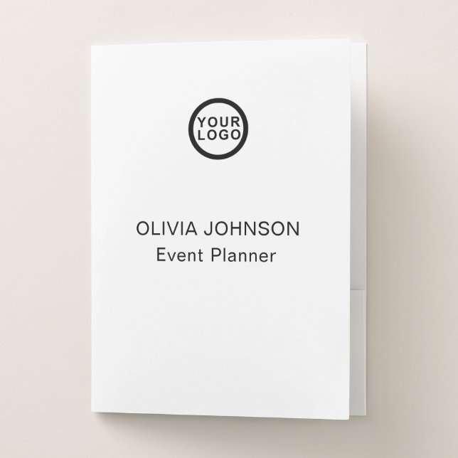 Logo Name Modern Classic White Pocket Folder (Front)