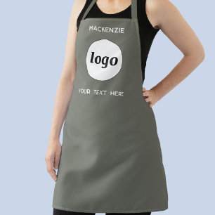 Logo Name Text Business Promotional Sage Green Apron