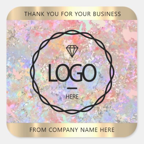 Logo Name Thank Business Gold Holograph Abstract Square Sticker