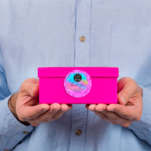 Logo Name Thank You Shopping Glitter Holograph Classic Round Sticker