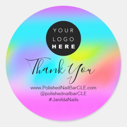 Logo Name Thank You Shopping Online Holograph Classic Round Sticker