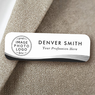 Logo name title black white faux silver gradient tag