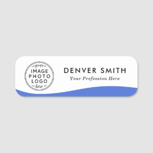 Logo name title blue wave white modern tag